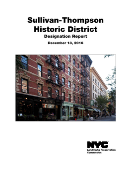Sullivan-Thompson Historic District Designation Report December 13, 2016