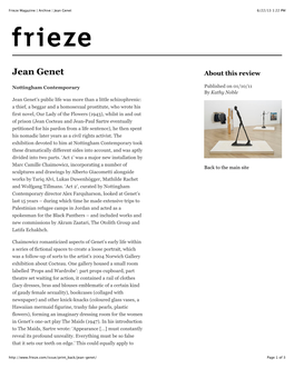 Frieze Magazine | Archive | Jean Genet 6/22/13 1:22 PM