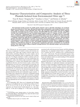 Sequence Characterization and Comparative Analysis of Three Plasmids Isolated from Environmental Vibrio Spp.ᰔ† Tracy H