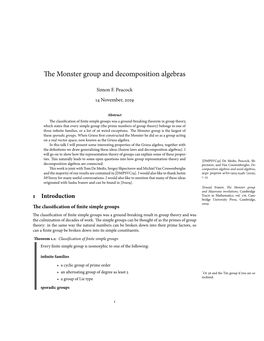 The Monster Group and Decomposition Algebras