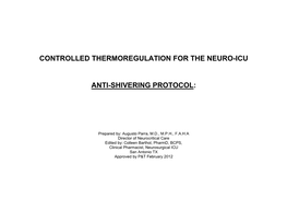 Anti-Shivering Protocol for Neurosurgery