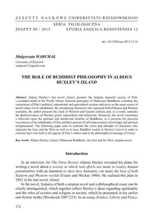 The Role of Buddhist Philosophy in Aldous Huxley's Island