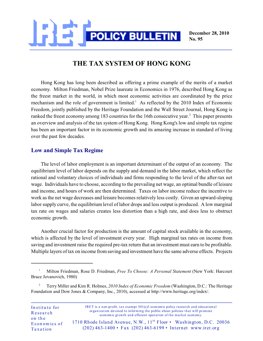 The Tax System of Hong Kong