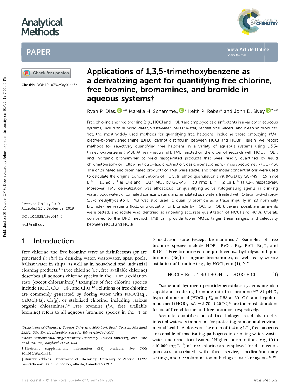 Applications of 1,3,5-Trimethoxybenzene As A