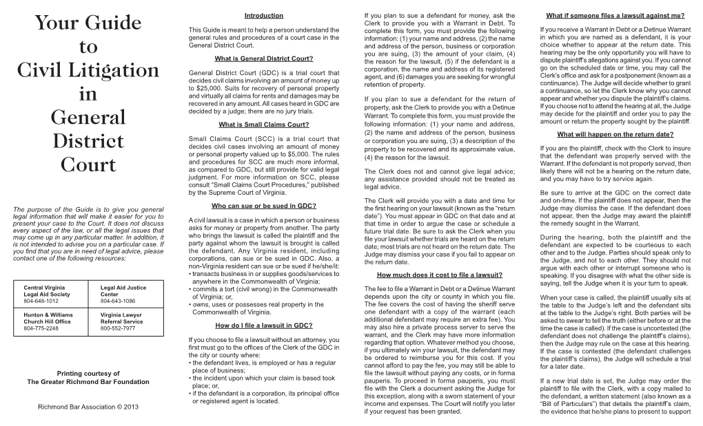 Your Guide to Civil Litigation in General District Court