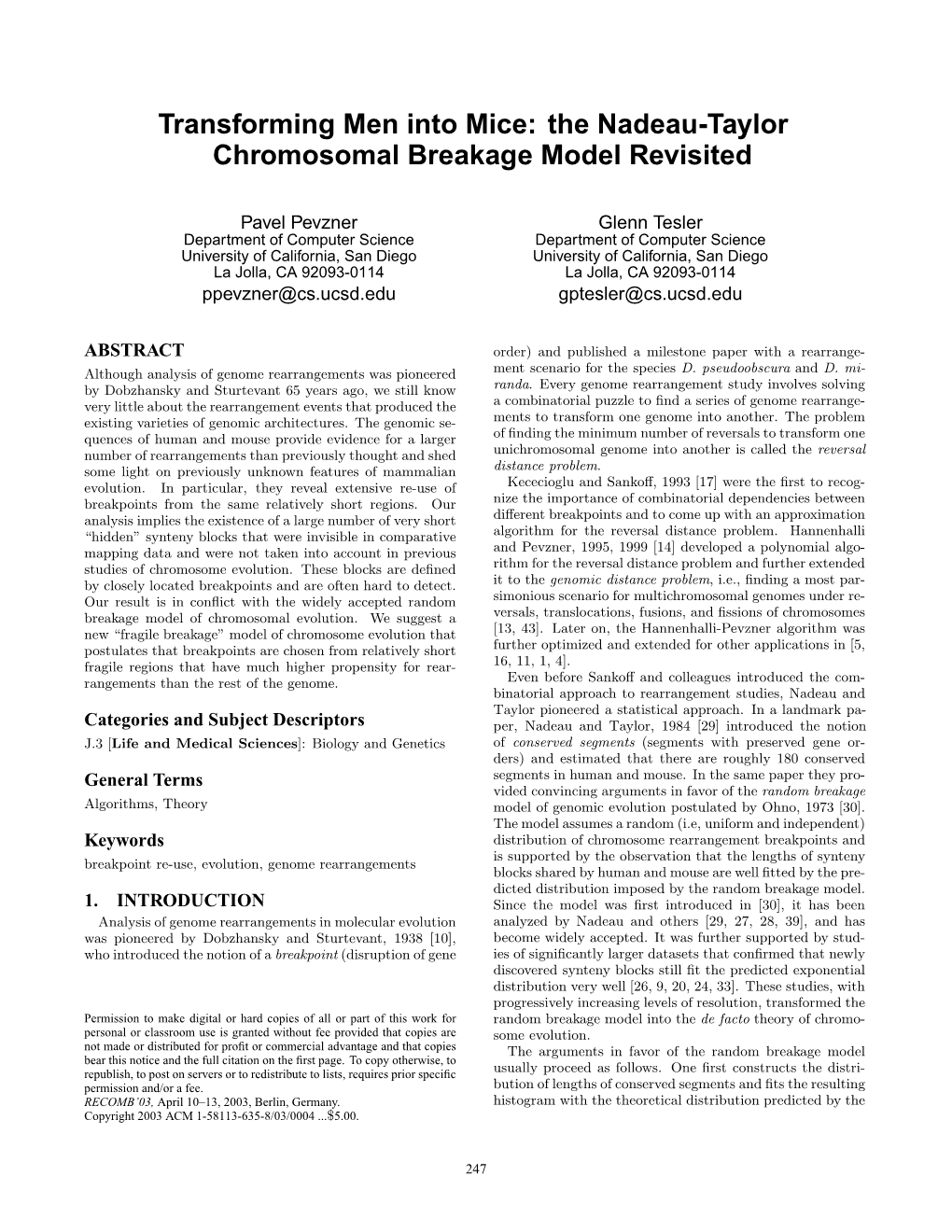 The Nadeau-Taylor Chromosomal Breakage Model Revisited