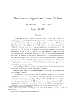 The Minimum Degree Group Steiner Problem