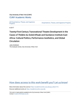 Twenty-First-Century Transnational Theatre Development in the Cases