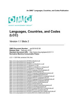 Languages, Countries, and Codes (LCC)