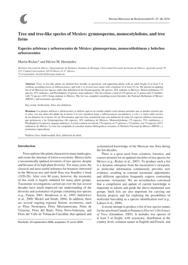 Tree and Tree-Like Species of Mexico: Gymnosperms, Monocotyledons, and Tree Ferns