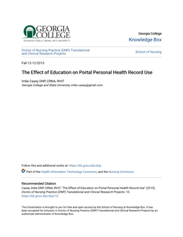 The Effect of Education on Portal Personal Health Record Use