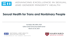 Title Slide for 2019 Sexual and Gender Minority Health Conference