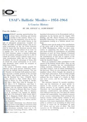 USAF's Ballistic Missiles --- 1954-1964 a Concise History by DR