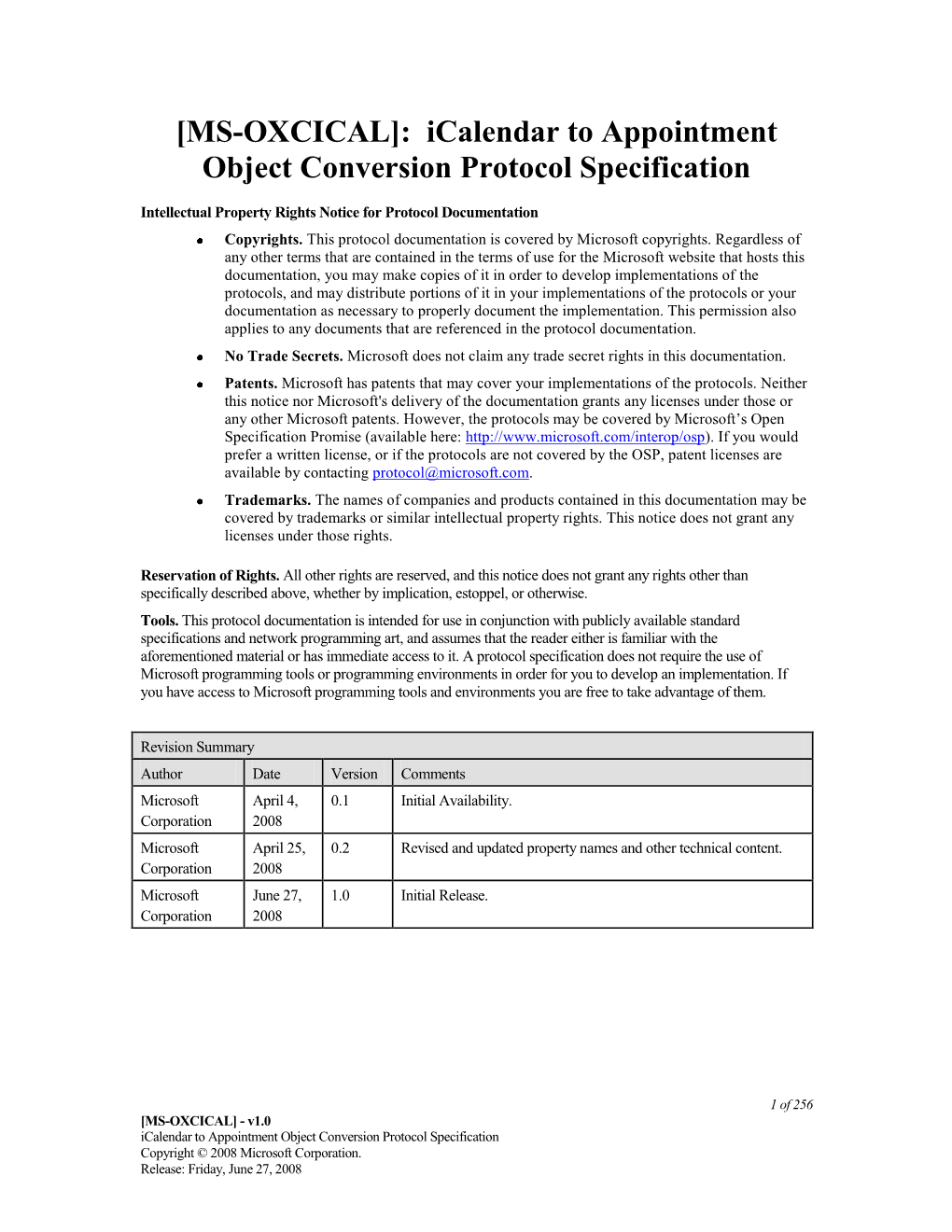 [MS-OXCICAL]: Icalendar to Appointment Object Conversion Protocol Specification