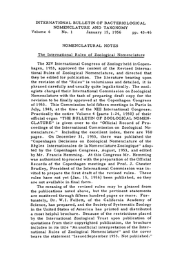 INTERNATIONAL BULLETIN of BACTERIOLOGICAL NOMENCLATURE and TAXONOMY Volume 6 No