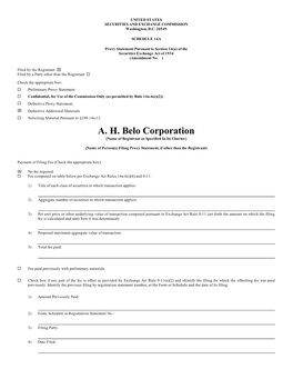 A. H. Belo Corporation (Name of Registrant As Specified in Its Charter)