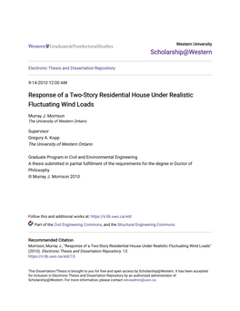 Response of a Two-Story Residential House Under Realistic Fluctuating Wind Loads