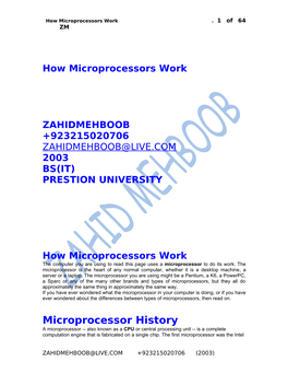 How Microprocessors Work E 1 of 64 ZM