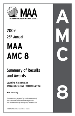 MAA AMC 8 C Summary of Results and Awards