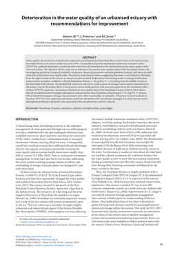 Deterioration in the Water Quality of an Urbanised Estuary with Recommendations for Improvement