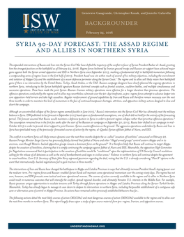 Syria 90-Day Forecast: the Assad Regime and Allies in Northern Syria