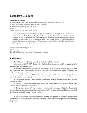 Lemaître's Big Bang