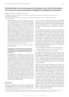 Revisional Notes on the Luzonicagroup of the Genus Cricula