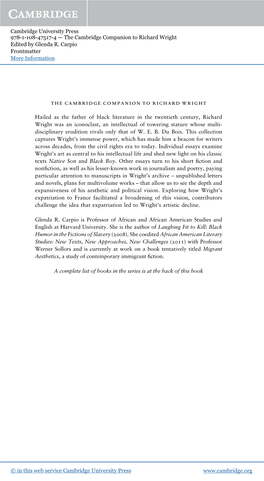 The Cambridge Companion to Richard Wright Edited by Glenda R