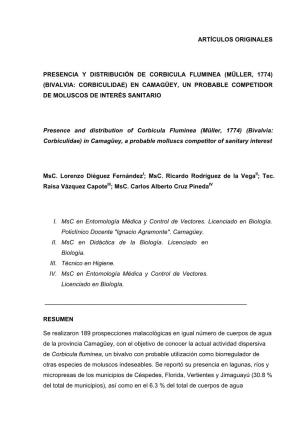 Presencia Y Distribución De Corbicula Fluminea (Müller, 1774) (Bivalvia: Corbiculidae) En Camagüey, Un Probable Competidor De Moluscos De Interés Sanitario