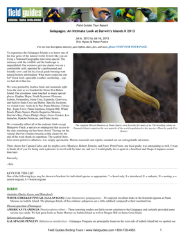 FIELD GUIDES BIRDING TOURS: Galapagos: an Intimate Look At