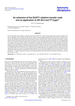 An Extension of the DUSTY Radiative Transfer Code and an Application to OH 26.5 and TT Cygni