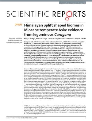 Himalayan Uplift Shaped Biomes in Miocene Temperate Asia: Evidence