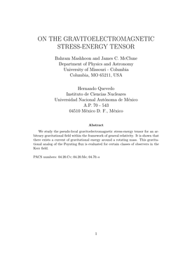 On the Gravitoelectromagnetic Stress-Energy Tensor