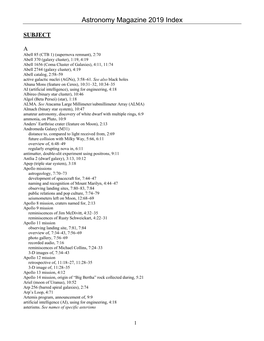 Astronomy Magazine 2019 Index