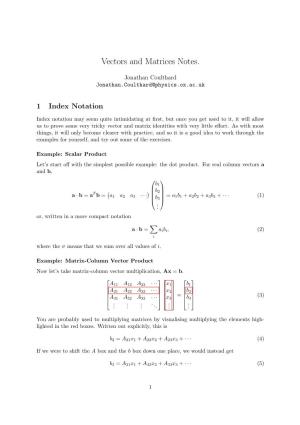 Vectors and Matrices Notes