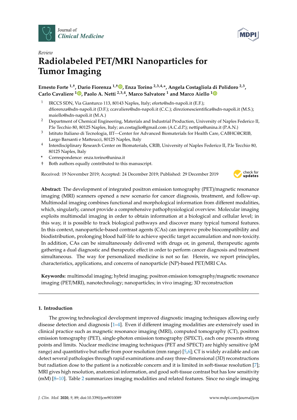 Radiolabeled PET/MRI Nanoparticles for Tumor Imaging