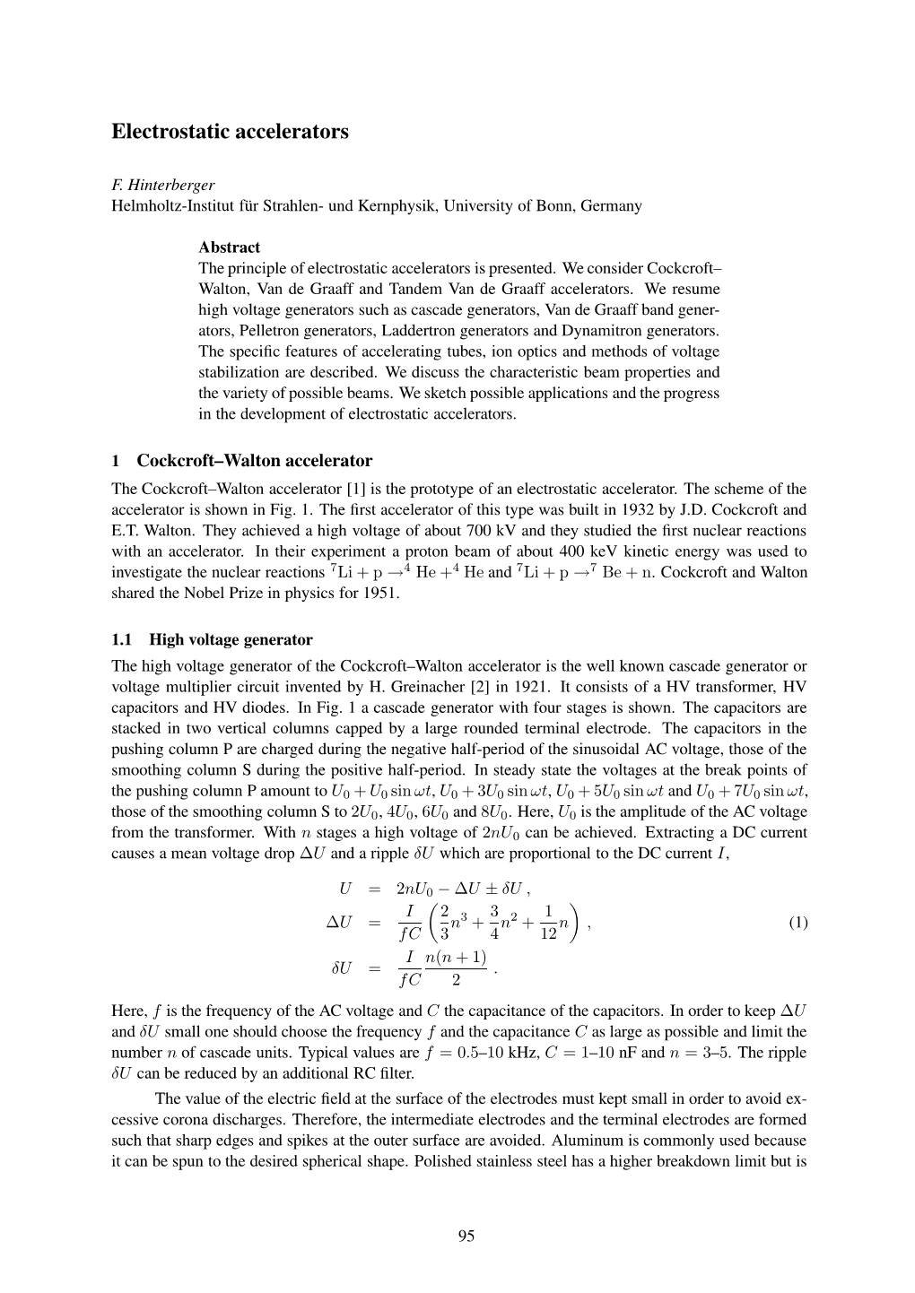 Electrostatic Accelerators