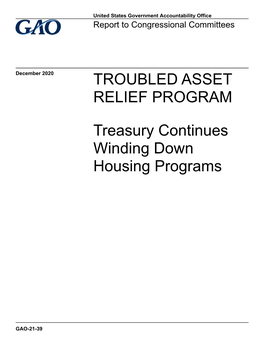 GAO-21-39, TROUBLED ASSET RELIEF PROGRAM: Treasury