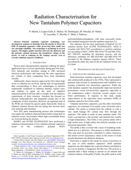 Radiation Characterisation for New Tantalum Polymer Capacitors