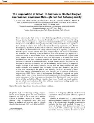 The Regulation of Brood Reduction in Booted Eagles Hieraaetus Pennatus Through Habitat Heterogeneity