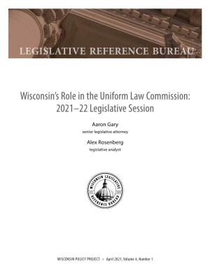 Wisconsin's Role in the Uniform Law Commission