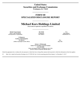 Michael Kors Holdings Limited (Exact Name of Registrant As Specified in Its Charter)