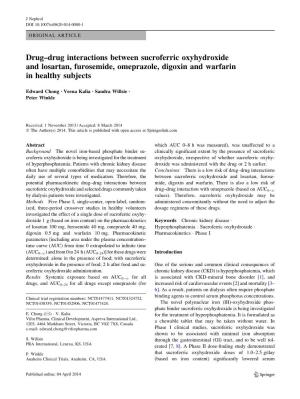 Drug–Drug Interactions Between Sucroferric Oxyhydroxide and Losartan, Furosemide, Omeprazole, Digoxin and Warfarin in Healthy Subjects