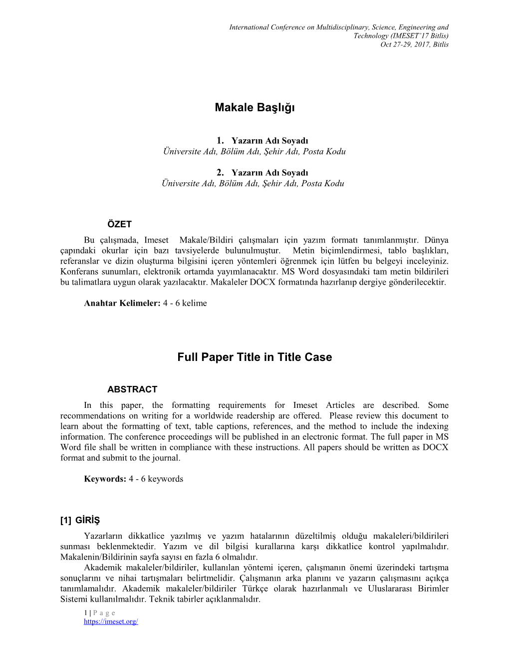 Conference Full Paper Template