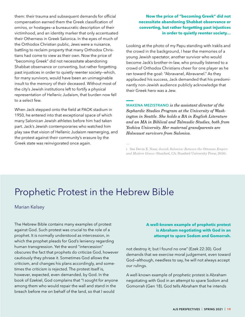 Prophetic Protest in the Hebrew Bible