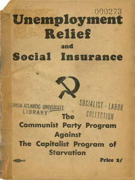 Unemployment Relief and Social Insurance