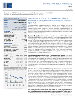 IMV Inc. | IMV-TSX, IMV-NASDAQ Update