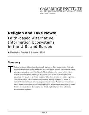 Religion and Fake News: Faith-Based Alternative Information Ecosystems in the U.S. and Europe