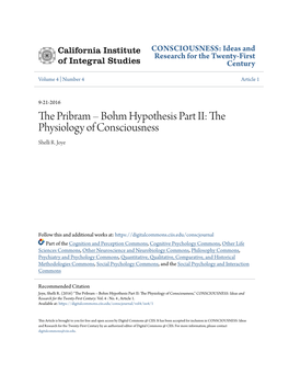 The Pribram – Bohm Hypothesis Part II: the Physiology of Consciousness
