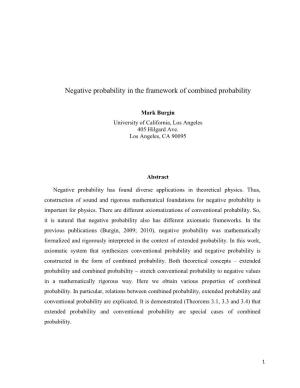 Negative Probability in the Framework of Combined Probability